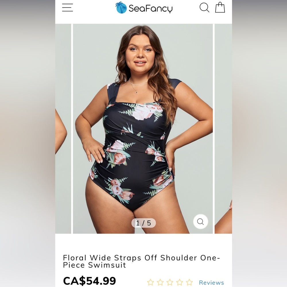 New in bag - Seafancy Floral Wide Straps Off Shoulder One-Piece Swimsuit